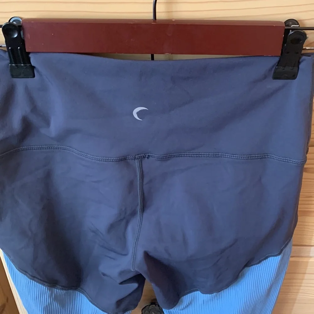 Zyia Storm Parallel Luxe High Waist Ribbed Ruched Colorblock Leggings Size 4